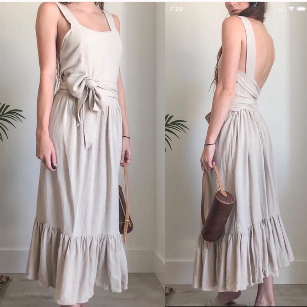 Natalie Siebula midi tie-back dress